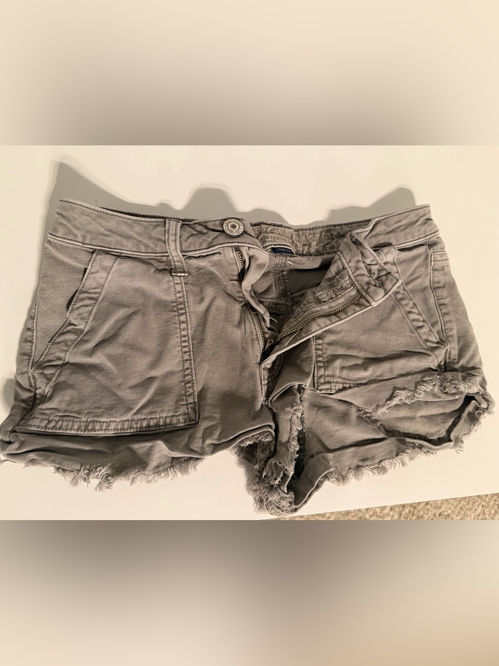 American Eagle Outfitters Gray Frayed Hem Jean Shorts